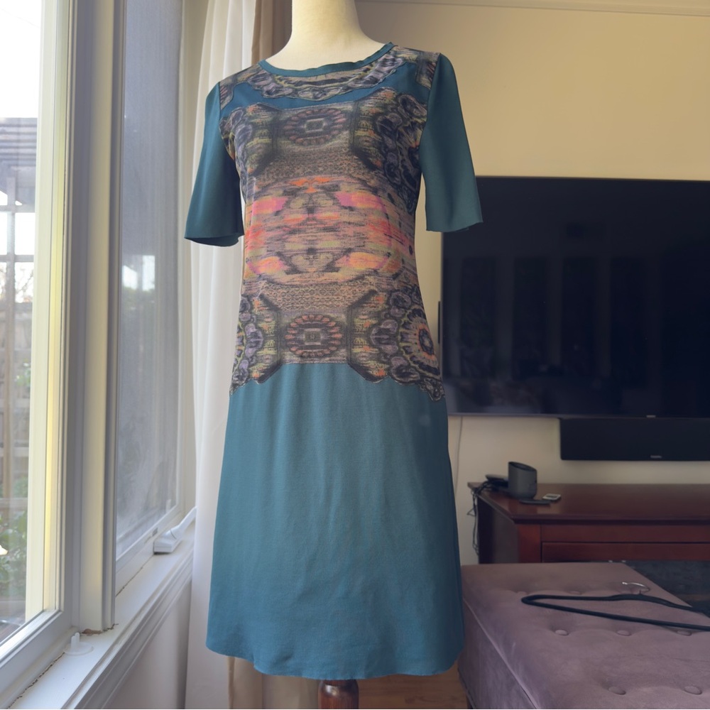 Vintage Vivienne Tam Geometric Print Mesh  Dress